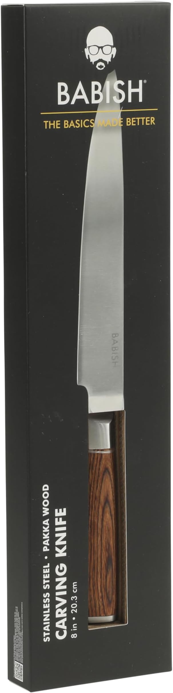 Babish 8-Inch Carving Knife – High-Carbon 1.4116 German Steel Slicing Knife with Dark Pakka Wood Handle, Full-Tang Razor Sharp Blade for Carving Meat, Turkey, Roast & BBQ