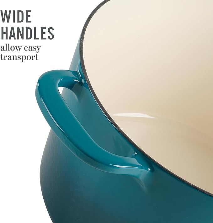 Martha Stewart Gatwick 7-Quart Enamel Cast Iron Dutch Oven – Emerald Ombre with Gold Knob – Durable Heavy-Duty Dutch Oven for Slow Cooking, Braising & Baking