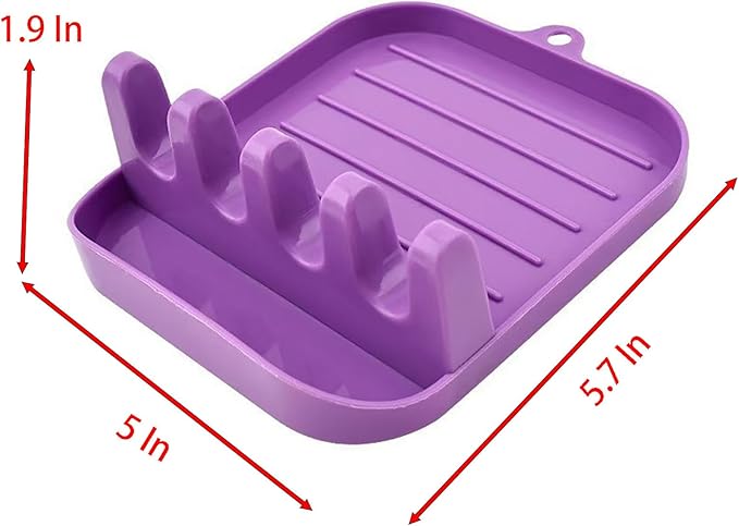 YIKANGHENG Spatula Rack, 2 Pcs 5 Inch x 5.7 Inch x 1.9 Inch Green and Purple Plastic Spatula Holder for Kitchen and Outdoors (2)