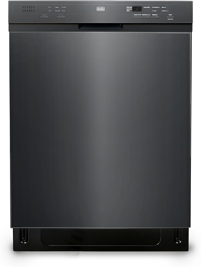 BLACK+DECKER 24" Built-In Dishwasher, 12-Place Setting Capacity with Stainless Steel Tub, Dish Washer with 6 Wash Programs, Low Noise, ENERGY STAR Certified, BDW200MB, Black