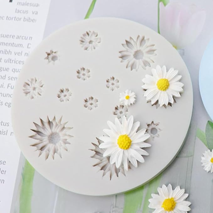 Gray Cute Flower Silicone Daisy Molds Fondant Candy Chocolate Cupcake Topper Fudge Polymer Clay Candy Making Supplies Pastry Baking Molds