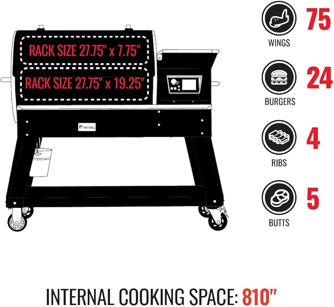 recteq Pellet Smoker Grill Deck Boss 800, Electric Pellet Smoker, Outdoor Grills & Smokers, Wi-Fi-Enabled BBQ Grill
