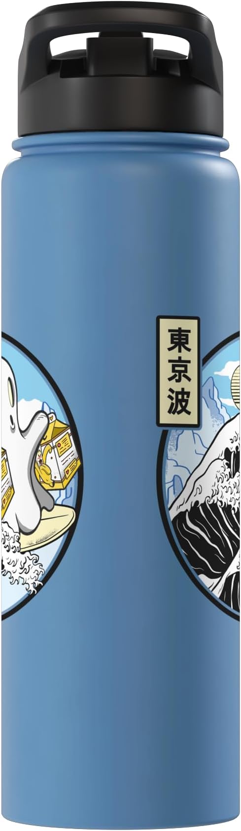 Surfing Ghost Banana Milk Cartons Kanagawa Wave Kawaii Anime Stainless Steel Insulated Water Bottle