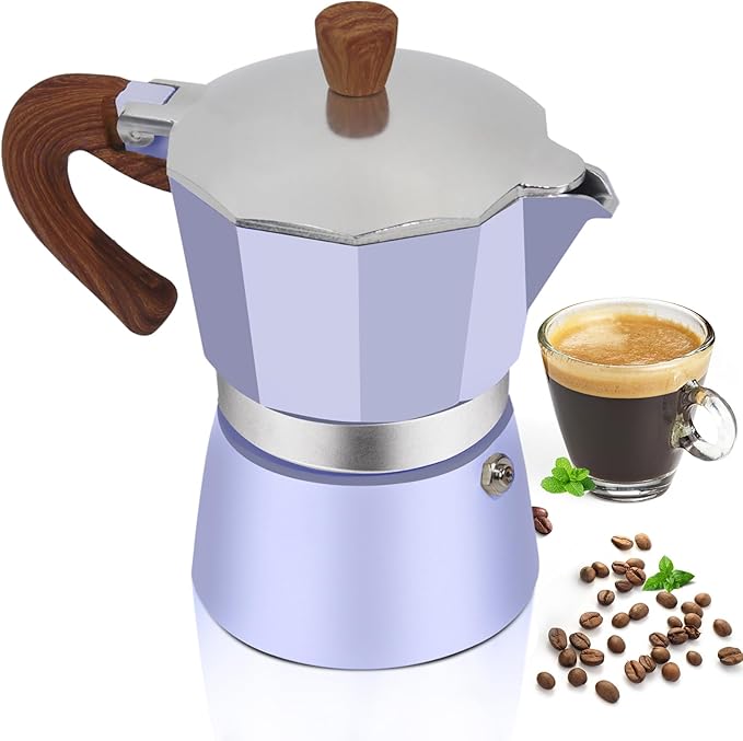 Aluminum 12 Cup 600ml Moka Pot Express Coffee Maker Stovetop Espresso Colorful Coffeemaker Italian Classic Style Brewing Greca Cafe Mocha Machine for Cafeteras Lover Camping Travel and Home Use 20oz