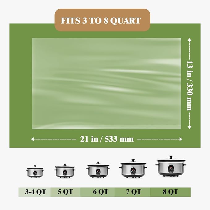 Slow Cooker Liners 20pcs, Large 13“ x 21” Disposable Cooking Bags for 3QT to 8QT Slow Cookers, Cooking Tray for Oval and Round Pots (20)