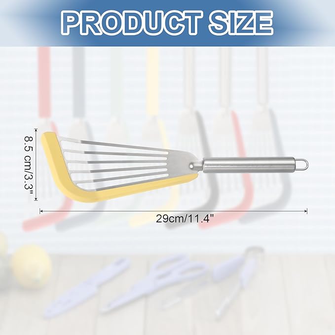 uxcell Stainless Steel Fish Spatulas with Handle Kitchen Cooking Spatula for Egg, Fish, Pancake Yellow