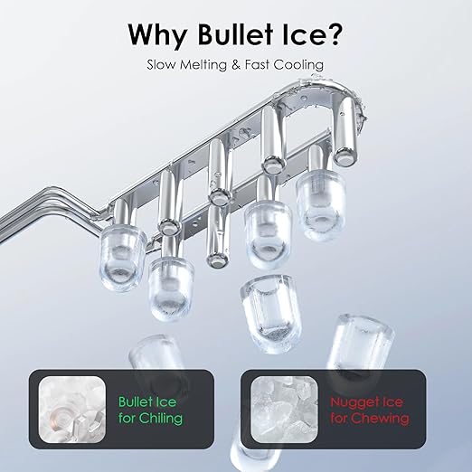 Ice Maker Countertop Mini Ice Maker Makes 9 Bullet Cubes in 6 Mins 26 lbs/Day Portable Ice Machine with Self-Cleaning for Home Kitchen RV Bar