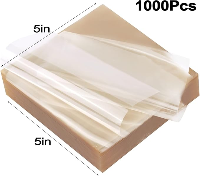 Candy Wrappers for Homemade Candy, 1000 Square Sheets Natural Cellophane, 5"x5" Clear Caramel Wrappers for Chocolate Lollipop Candy Making Supplies