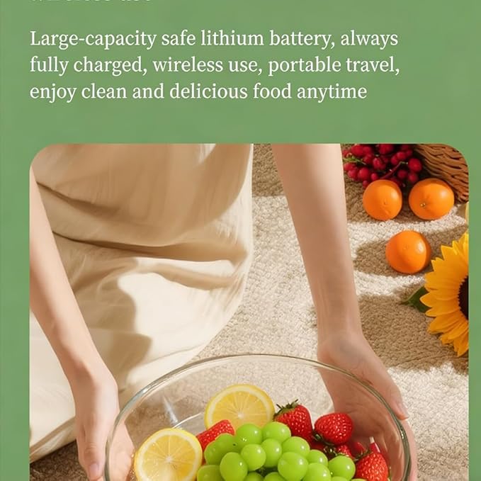Fruit and Vegetable Cleaner Device,Portable USB Wireless Veggie Wash with Purification Technology,Periproduce Vegetable Cleaner,Portable Wireless Veggie Wash for Washing Fruits,Vegetables,Meat (Green)