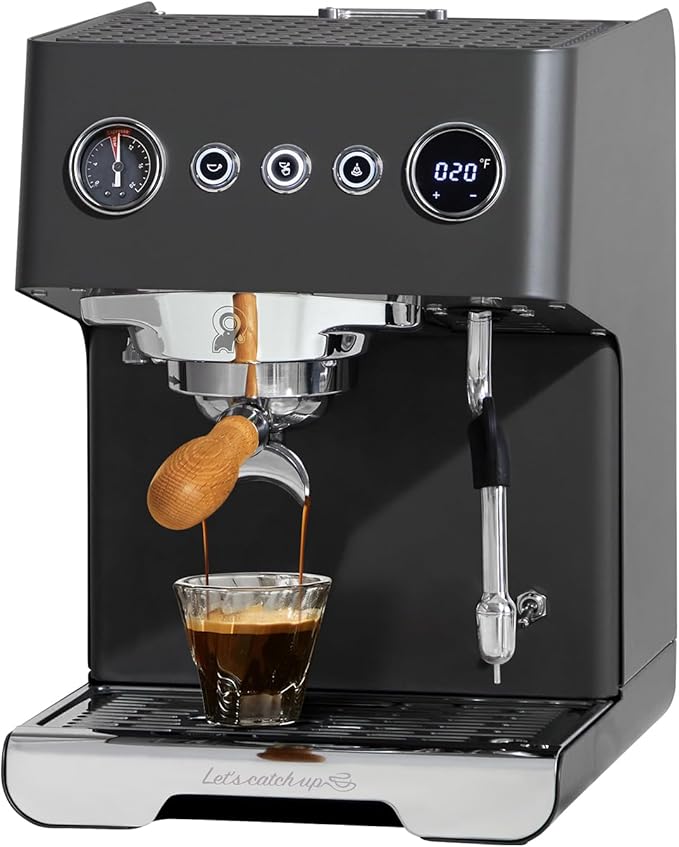 Gemilai G3028A Espresso Machine, 15 Bar Professional Coffee Maker with Adjustable Pressure & Automatic Milk Frother, Dual PID & 550ml Boiler, 57oz Tank, Stainless Steel for Cappuccino, Latte Grey