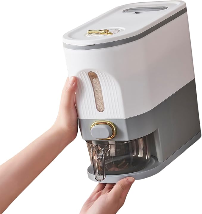 Sooyee 11Lbs Rice Dispenser,Rice Container with Lid Measuring Cylinder Moisture Proof Household,Food Dispenser for Rice, Grains Legumes and Corn