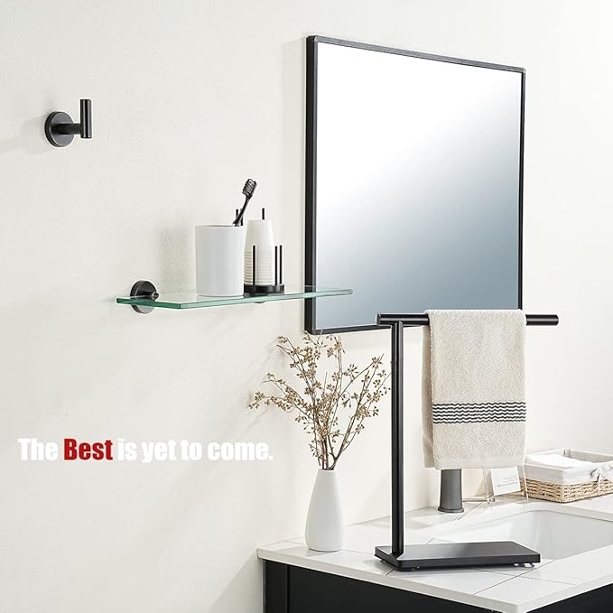 JQK Bathroom Glass Shelf Oil Rubbed Bronze, Tempered Glass Shower Storage 14 by 5 inches, 304 Stainless Steel ORB Wall Mount, TGS101L14-ORB