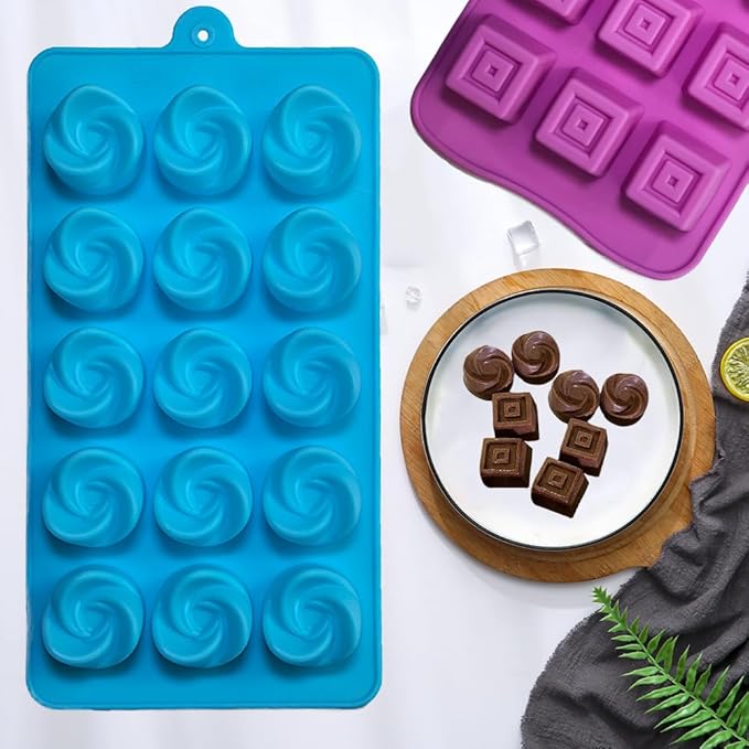 Gummy Candy Molds - 4Pcs Silicone Chocolate Mold, Non-stick and Bpa Free for Chocolate, Baking, Jelly, Wax Melt, Ice Cubes