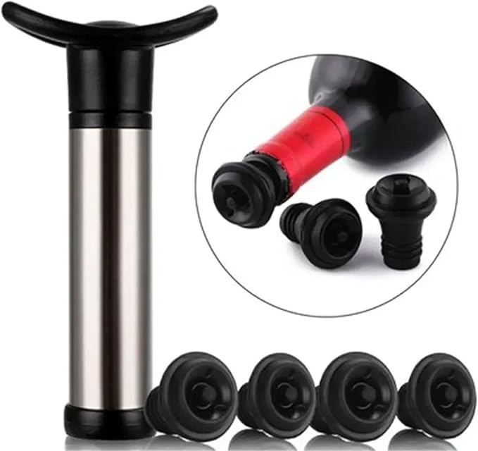 Wine Stopper 4 SET Bar Household Stainless Steel Red Wine Stopper Vacuum Pump