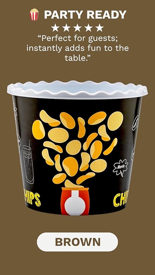 Modern Style Reusable Plastic Popcorn Box/Popcorn Containers/Popcorn Bowls Set for Movie Theater Night - (BPA Free - 4 Pack - 75 oz) (Popcorn Mix E)
