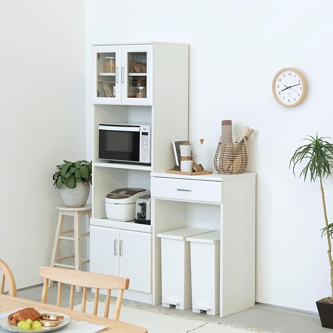 Shirai BRM-9060H WH Bearmo Trash Can Top Rack, Cooktop, White, Width 23.2 inches (58.6 cm), Height 35.6 inches (90.9 cm), Depth 16.5 inches (41.8 cm)