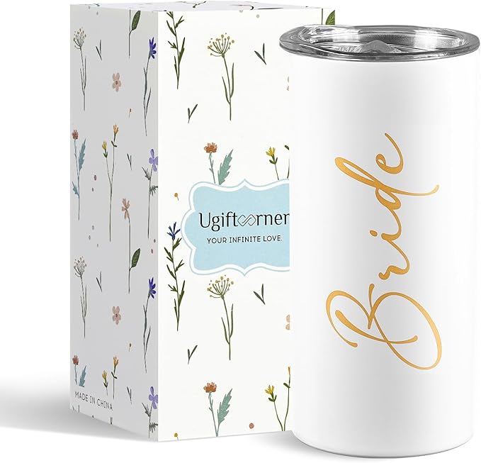 Bride Gifts Bridal Shower Gifts for Bride Cup Wedding Engagement Bachelorette Party Favors Stainless Steel Insulated Skinny Tumbler with Lid and Straw 15 OZ
