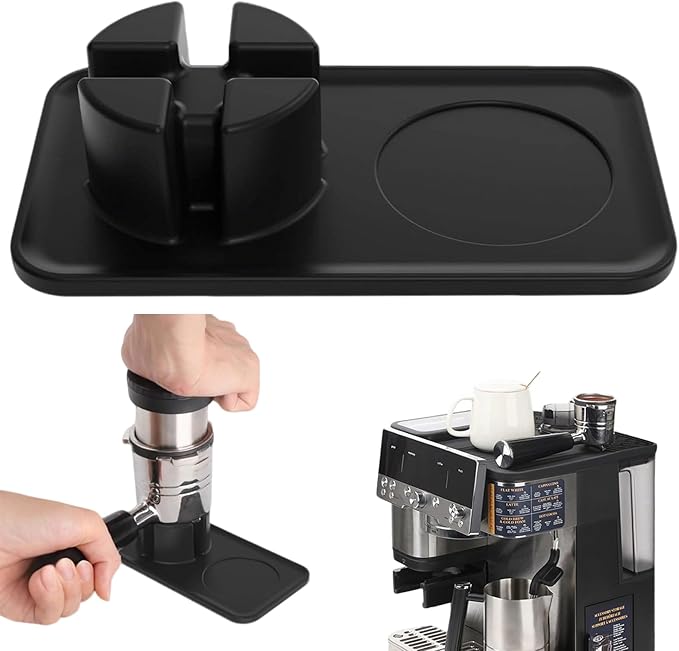 Tamping Mat Compatible with Ninja Luxe Cafe Espresso Machine ES601&ES701, Silicone Portafilter Holder & Tamping Station for Ninja Luxe Coffee, Non-Slip (Black)