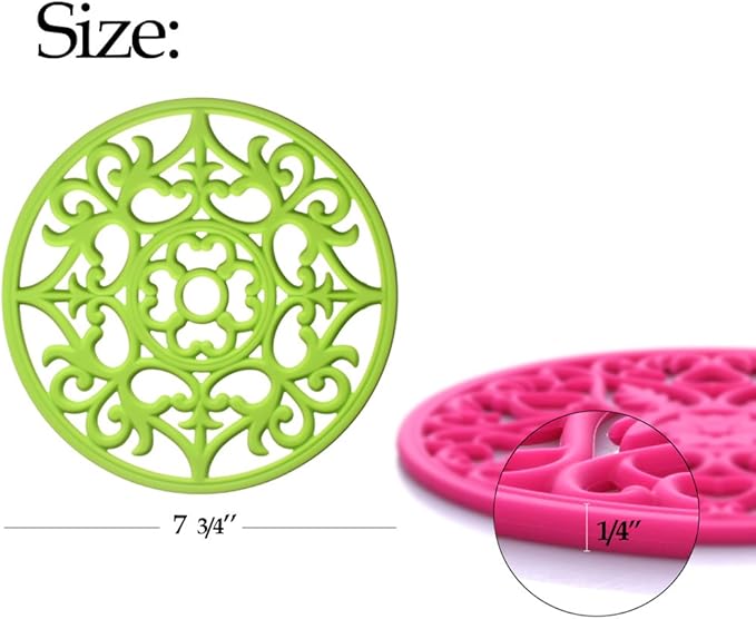 ME.FAN Trivets for Dishes/Pots/Pans, 3 Pcs Silicone Mats, Flexible/Durable/Non Slip Hot Pads to Protect Table and Counter Top (Blue)
