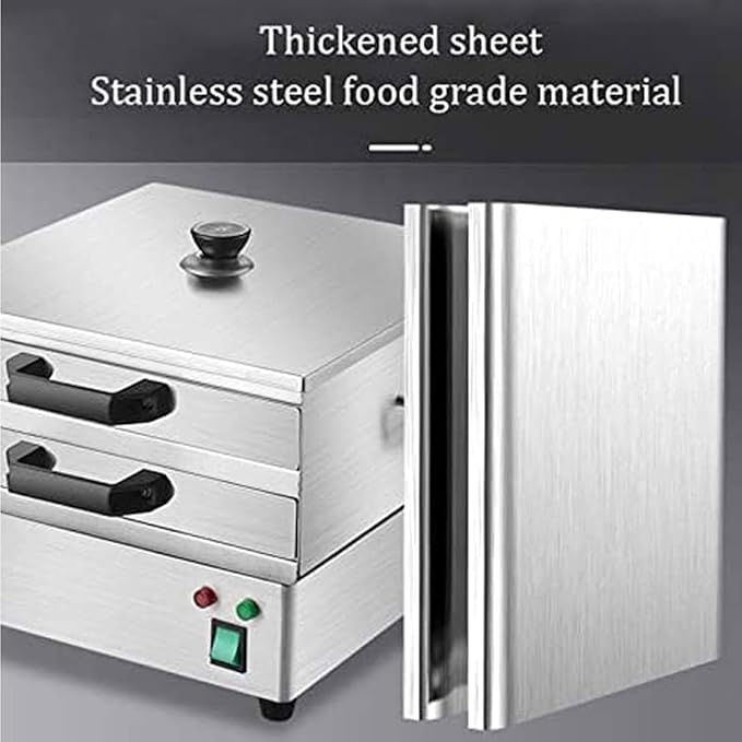 Rice Noodle Roll Steamer Rice Noodle Rolls Machine for Cooking Food Is Heated Evenly 2 Layer Rice Noodle Roll Steamer Machine for Cooking Dim Sum Buns Dumplings