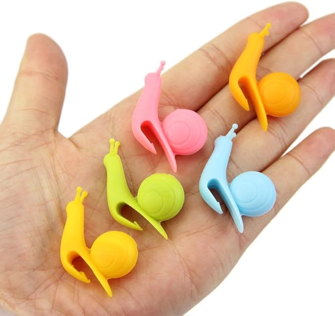 10-Pack Silicone Snail Tea Bag Clips - Cute Colorful Cup Edge Holders for Tea Bags