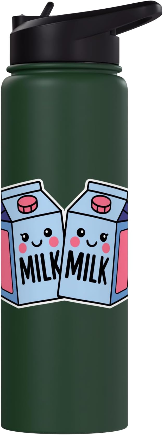 Milk Carton Kawaii Cute Smiling Milk Stainless Steel Insulated Water Bottle