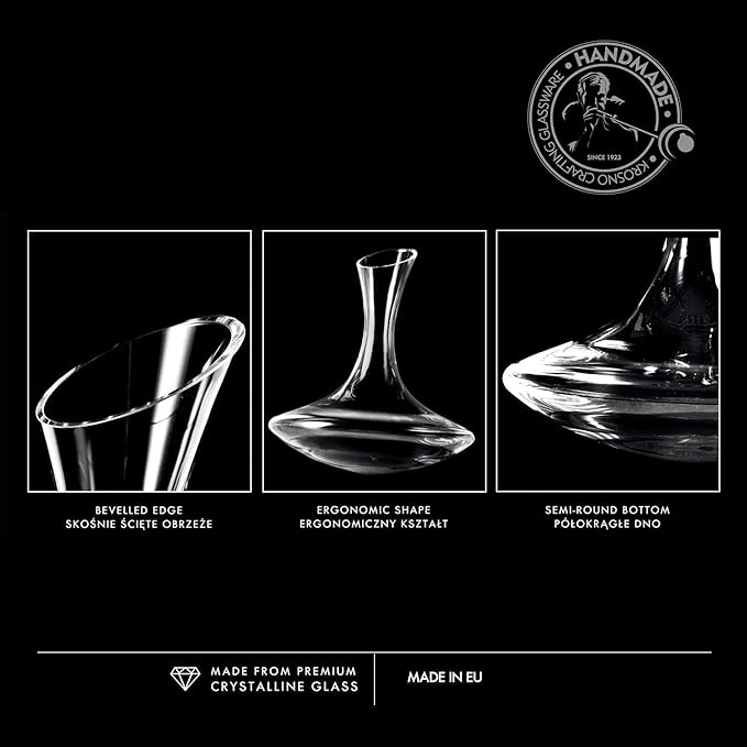 KROSNO Red Wine Decanter Carafe Glass | 60.9 OZ | Avant-Garde Collection | Perfect for Home, Restaurants and Kitchen Unit | Glass Water Jug, Large Wine Decanters and Carafes