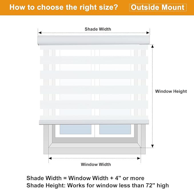 Persilux Cordless Zebra Blinds for Indoor Windows, Free-Stop Light Filtering Sheer Shades, Dual Layer for Day and Night, Roller Shades for Home (34.25" W X 47" H, White)
