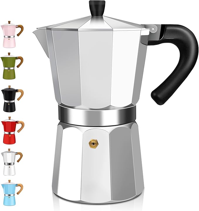 2 Cup Aluminum Espresso Stovetop Moka Pot Express Coffee Maker Percolator Italian Classic Mocha Coffee Machine for Italian and Cuban Cafe Brewing for Home & Camping 100ml 3.3oz