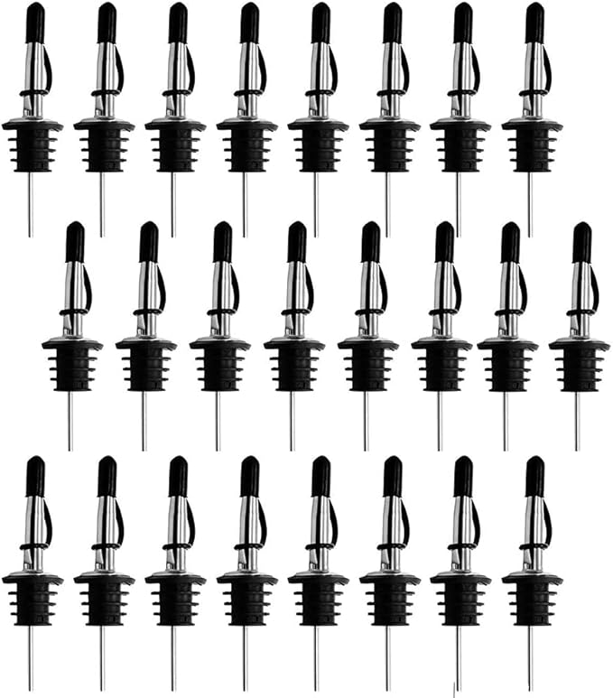 24PCS Liquor Pour Spout, Stainless Steel Bottle Pourers, With Dust Caps Olive Oil Spout, Suitable for About 3/4" Bottle Mouth