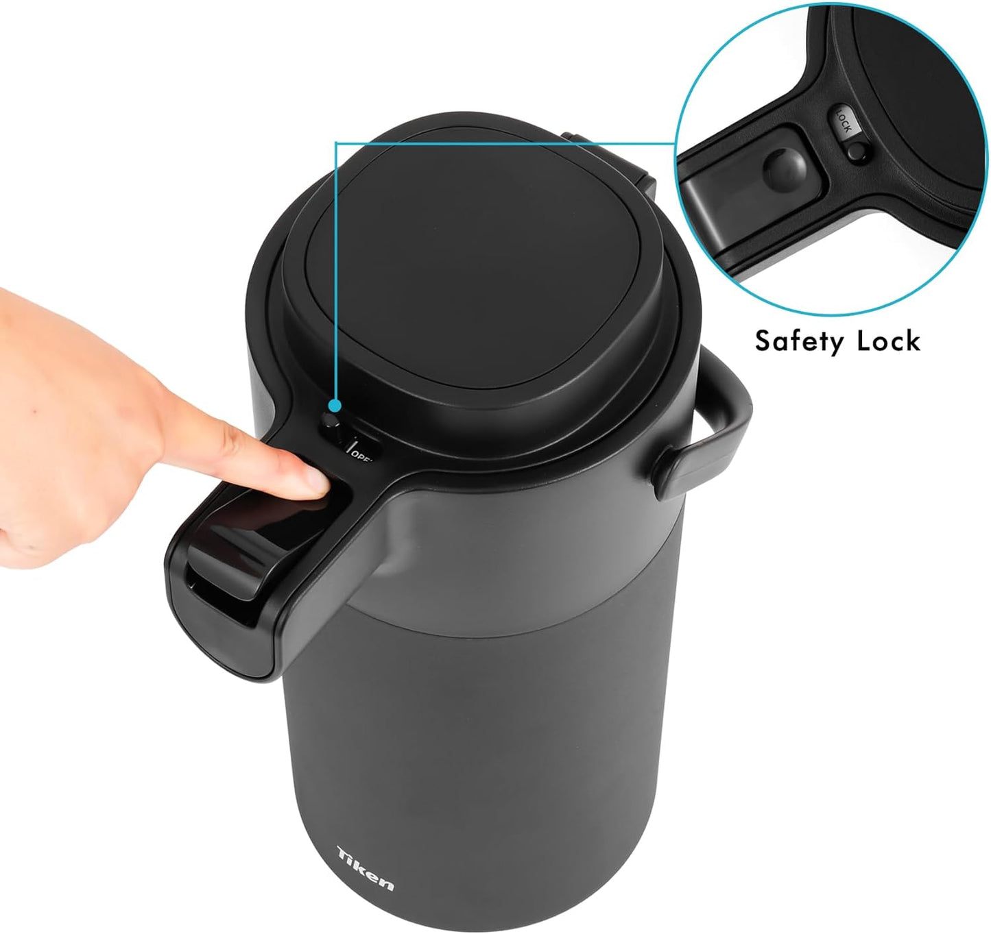 Tiken Airpot Coffee Dispenser with Pump - Coffee Carafes for Keeping Hot - Beverage Dispenser - 135oz/4L Thermal Coffee Carafe for Hot Liquids - Stainless Steel Insulated Coffee Thermos Carafe
