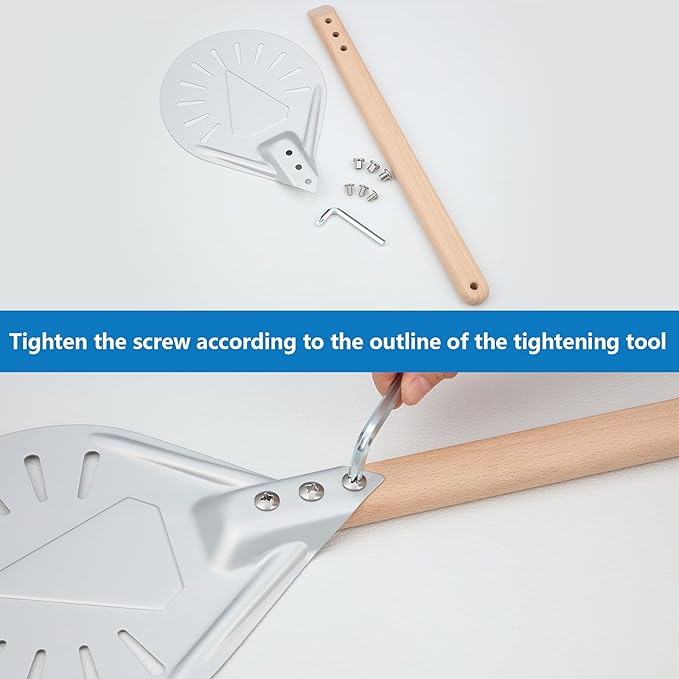 Pizza Turning Peel Perforated Pizza Turner Round Metal Aluminum Turning Peel Paddle with 16 Inch Anti-scalding Non-slip Durable Wooden Handle for Homemade Bread Bakers Oven Accessories(10 Inch)