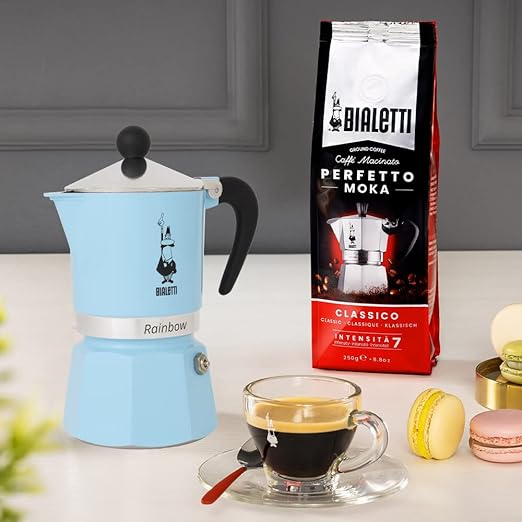 Bialetti 5043 Rainbow Espresso Maker, Light Blue