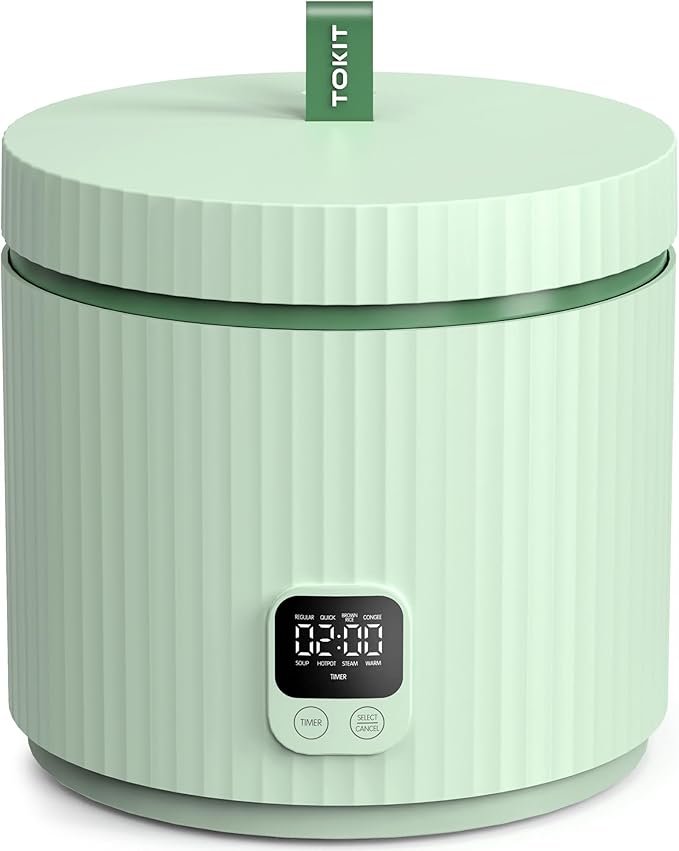 Compact Mini Rice Cooker Small Kitchen 3-Cup (Uncooked) / 6-Cup (Cooked), Non Stick Ceramic Inner Pot Rice Maker, 24H Timer Delay, Auto Keep Warm, 8 Functions Multicooker For Brown Rice, Steam, Soup
