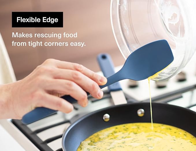Misen Spoontula - Dishwasher Safe, Heat resistance, Nonstick Safe - Professional-Grade Versatile Kitchen Tool for Stirring, Spponging, Folding and Flipping - 4 Tools in One - Built to Last - Blue
