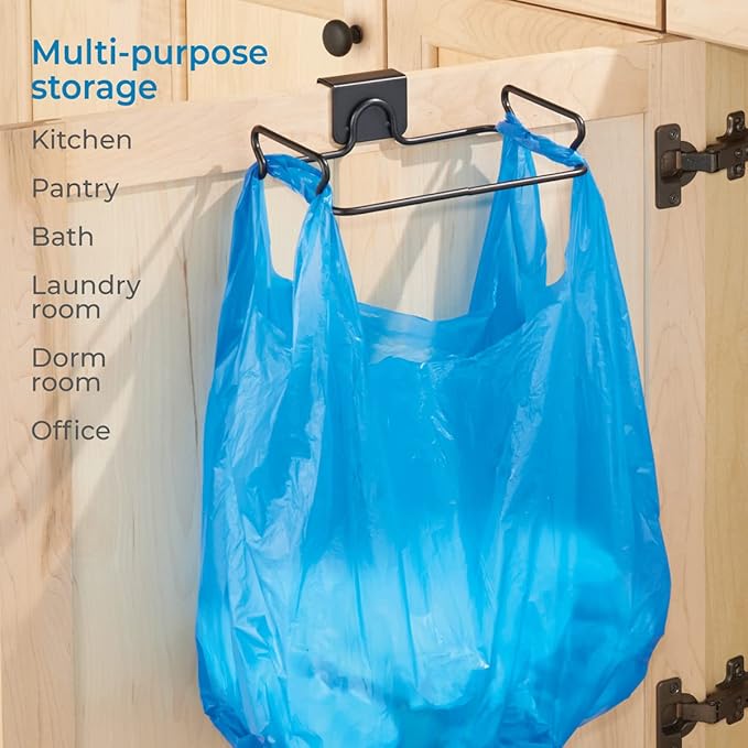 InterDesign Classico Over Cabinet Plastic Bag Holder – Storage Organizer for Kitchen, Bronze