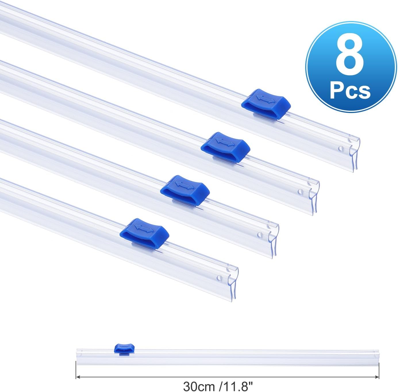 PATIKIL 8pcs Plastic Wrap Cutter, 12in Plastic Wrap Slide Cutter Snap Card Slot Installation Replacement for Aluminum Foil Wax Paper Parchment Paper Wrap Dispenser, Blue