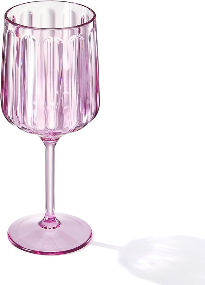 Khen Acrylic Lucia Stemmed Goblets - Unbreakable Wine Glasses Reusable Drinking Cups Dishwasher Safe Elegant Stemware for Cocktail Champagne | Kitchen Bar Party | Set of 6 |14oz | Lilac
