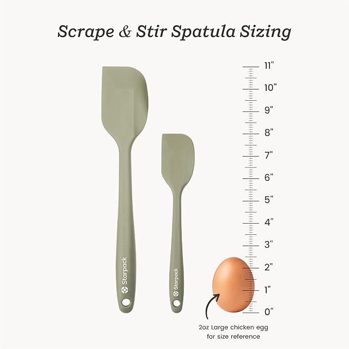 Starpack 'Scrape & Stir' Silicone Spatula Set (2 Pcs) - Heat Resistant Spatulas Set 600°F - Food Grade Kitchen Spatulas - LFGB Grade Nonstick Baking and Cooking Rubber Spatula Set