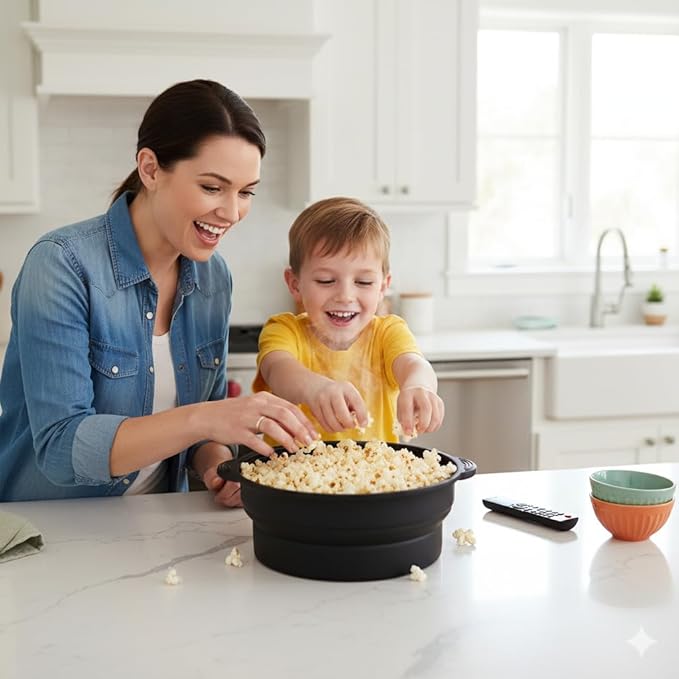 Microwave Steamer for Vegetables | Microwave Grill Pan & Steamer Bowl | Microwave Silicone Cookware | Microwave Popcorn Popper | Dishwasher Safe