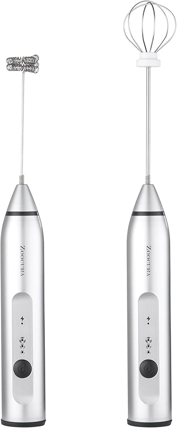 Zoocura Electric Whisk Milk Frother with 2 Whisks, Handheld Foam Maker For Coffee, Latte, Cappuccino, Hot Chocolate, Durable Drink Mixer