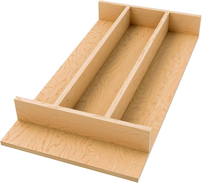 Rev-A-Shelf Natural Maple Right Size Utensil Insert Home Storage Kitchen Organizer 4 Compartment Drawer Accessory, 10-1/4" x 19-1/2", 4WUT-15SH-1