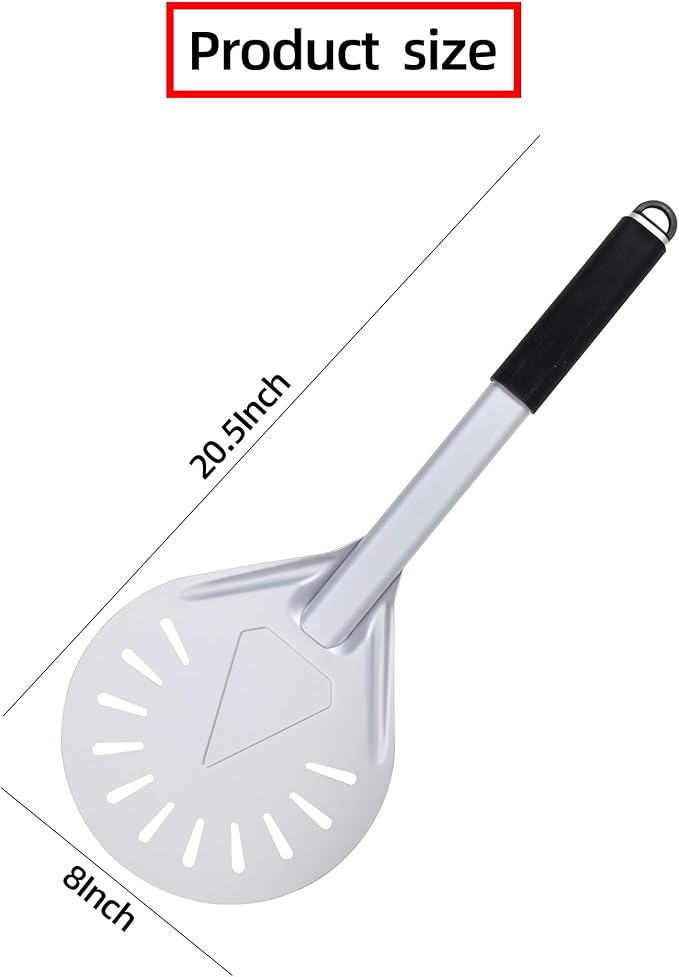 LRUI Turning Pizza Peel with 8" Aluminum Round Pizza Paddle,20.5" Overall, Outdoor Pizza Oven Accessories.