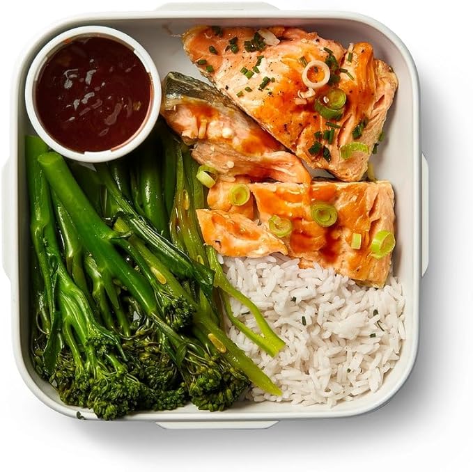 BLACK + BLUM Bento Box Style Compartment Food Container | Packed Lunch Box with Stainless-Steel Travel Fork, Leak-Proof, Microwave Safe | Ocean Blue, 34 oz / 1000 ml