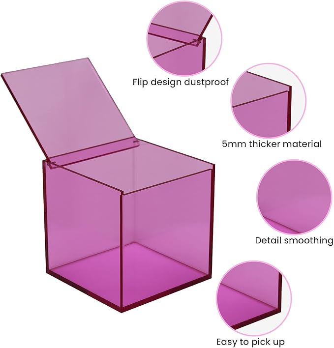 Coffee Capsule Storage Box Coffee Pod Holder Organizers Accessories Anti Dust Durable Clear Acrylic Box for House and Office Use, Pink, 5x5 In