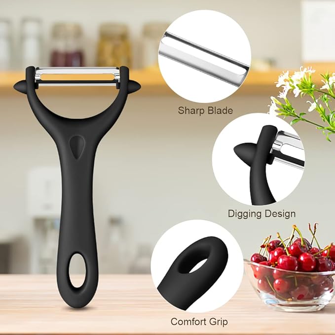 AUAUY 2PCS Potato Peeler, Y-Shaped Swivel Vegetable Peeler, Fruit Peeler for Kitchen, Non-Slip Grip Peeler, Ergonomic Handle Sharp Blade Stainless Steel Peeler（Green, Black）