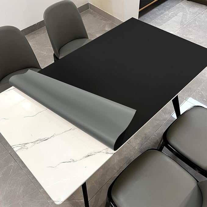 Leather Table Cover,1.8mm Thick,40x60 Inch Table Protector,Table Protector for Dining Room Table,Table Pads for Dining Room Table Rectangular.(Black+Gray,40x60)