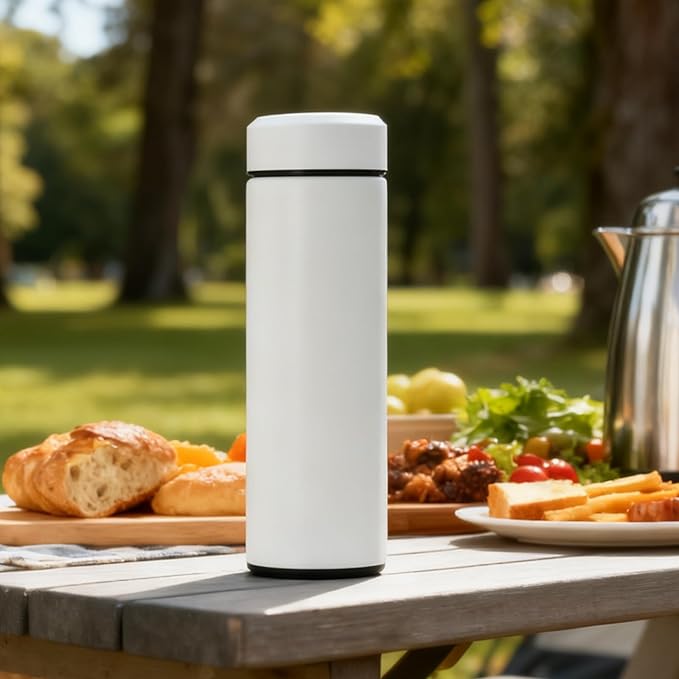 PARACITY Insulated Water Bottle, 15 oz Stainless Steel Water Bottles, Double Wall Vacuum Hot Drinks Insulated bottle, Metal Water Bottle Keeps Hot for 12 Hrs, Cold for 24 Hrs, for Coffee, Tea (white)