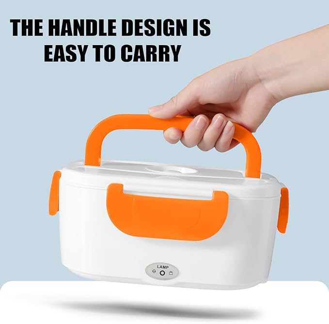 INVODA Electric Lunch Box 110V Food Heating Lunch Hot Box Portable Insulated Bento Box Electric Lunch Container for Office Travel Home (Orange)