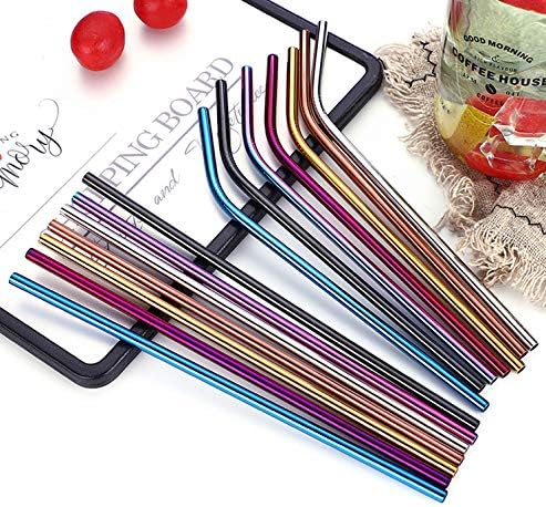 Purple Reusable Stainless Steel Metal Straw 100 Pack in Bulk Order (8.5" Long, Purple-100pcs Straight)